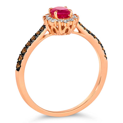 14K STRAWBERRY GOLD DIAMOND RUBY RING