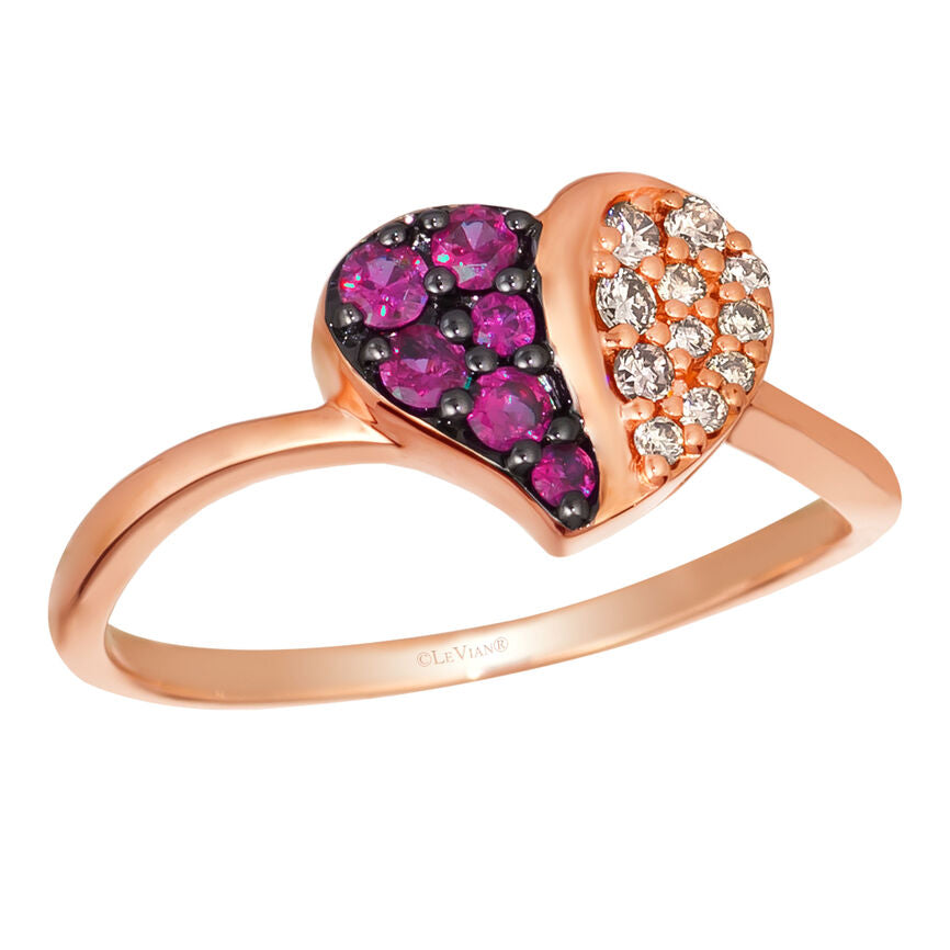 1/3 cts Red Ruby and Diamond Size Cocktail Ring in 14K Rose Gold by Le Vian - BirthStone.com