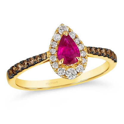 14K YELLOW GOLD DIAMOND RUBY RING