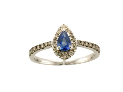 7/8 cts Blue Sapphire and Diamond Size Cocktail Ring in 14K White Gold by Le Vian - BirthStone.com