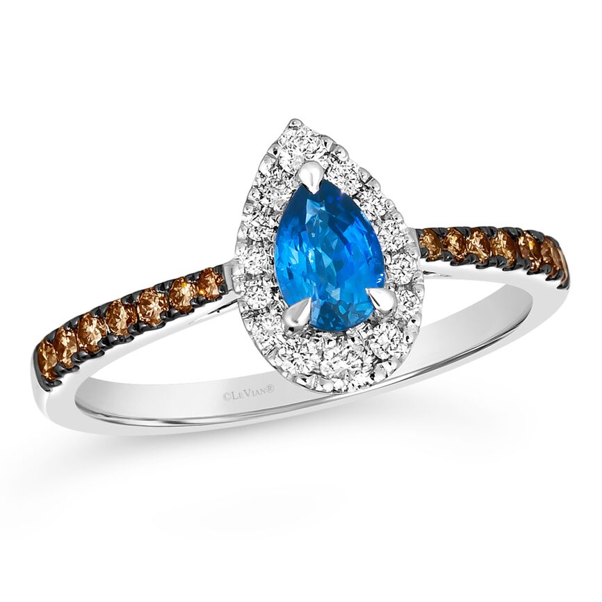 7/8 cts Blue Sapphire and Diamond Size Cocktail Ring in 14K White Gold by Le Vian - BirthStone.com