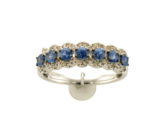 1 cts Blue Sapphire and Diamond Size Band Ring in 14K White Gold by Le Vian - BirthStone.com