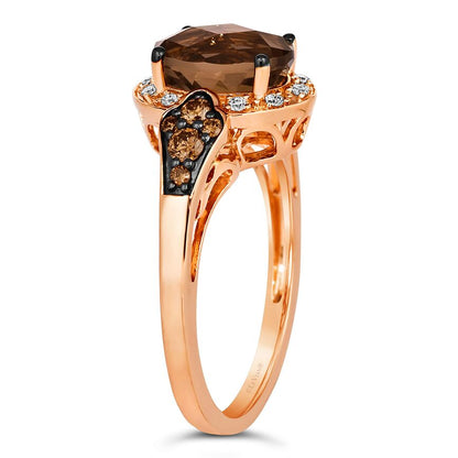 Le Vian Ring featuring Chocolate Quartz Chocolate Diamonds, Nude Diamonds set in 14K Rose Gold
