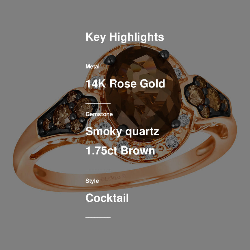 Le Vian Ring featuring Chocolate Quartz Chocolate Diamonds, Nude Diamonds set in 14K Rose Gold