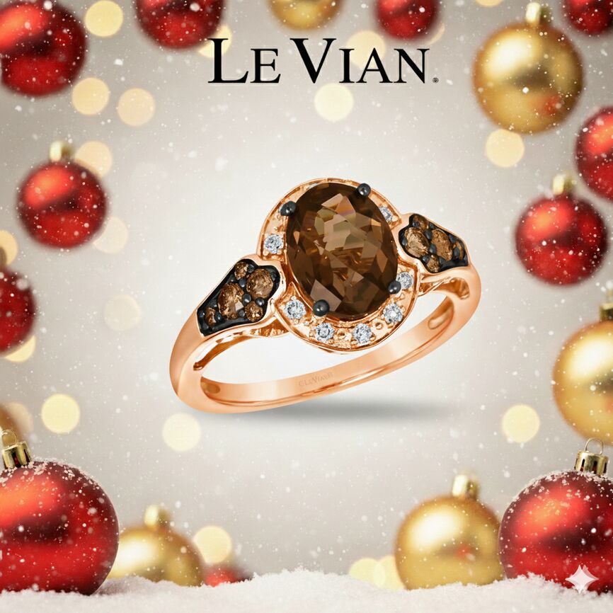Le Vian Ring featuring Chocolate Quartz Chocolate Diamonds, Nude Diamonds set in 14K Rose Gold