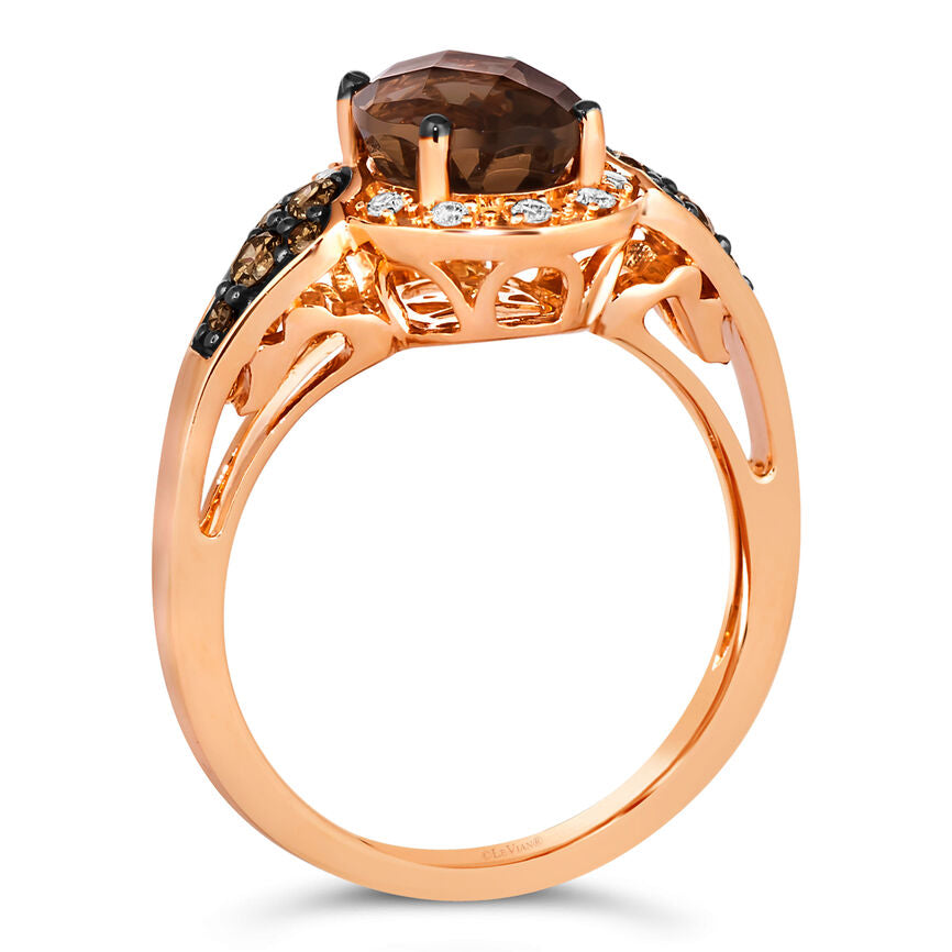 Le Vian Ring featuring Chocolate Quartz Chocolate Diamonds, Nude Diamonds set in 14K Rose Gold