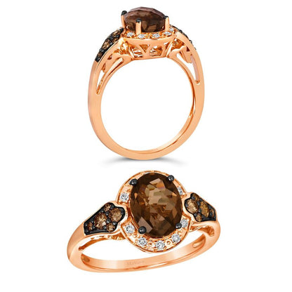 Le Vian Ring featuring Chocolate Quartz Chocolate Diamonds, Nude Diamonds set in 14K Rose Gold
