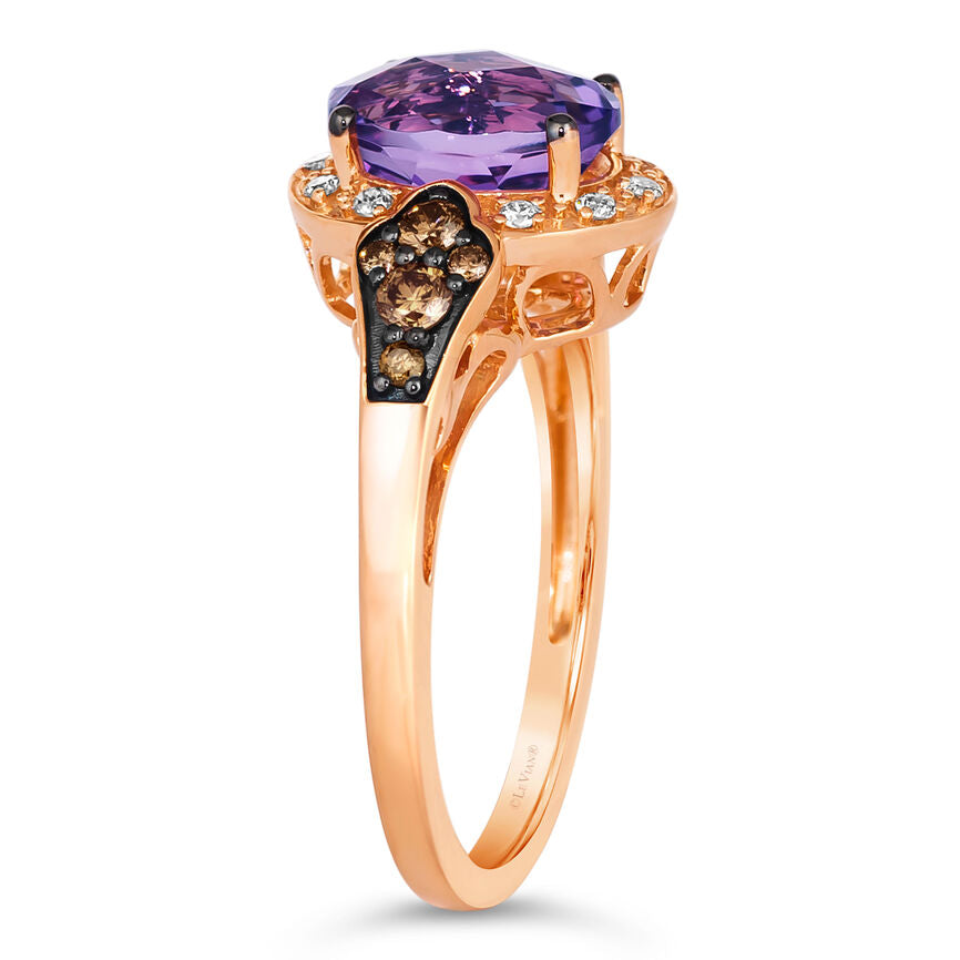 2 cts Purple Amethyst and Diamond Size Cocktail Ring in 14K Rose Gold by Le Vian - BirthStone.com