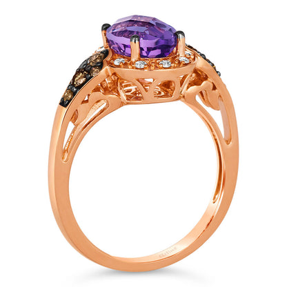 2 cts Purple Amethyst and Diamond Size Cocktail Ring in 14K Rose Gold by Le Vian - BirthStone.com