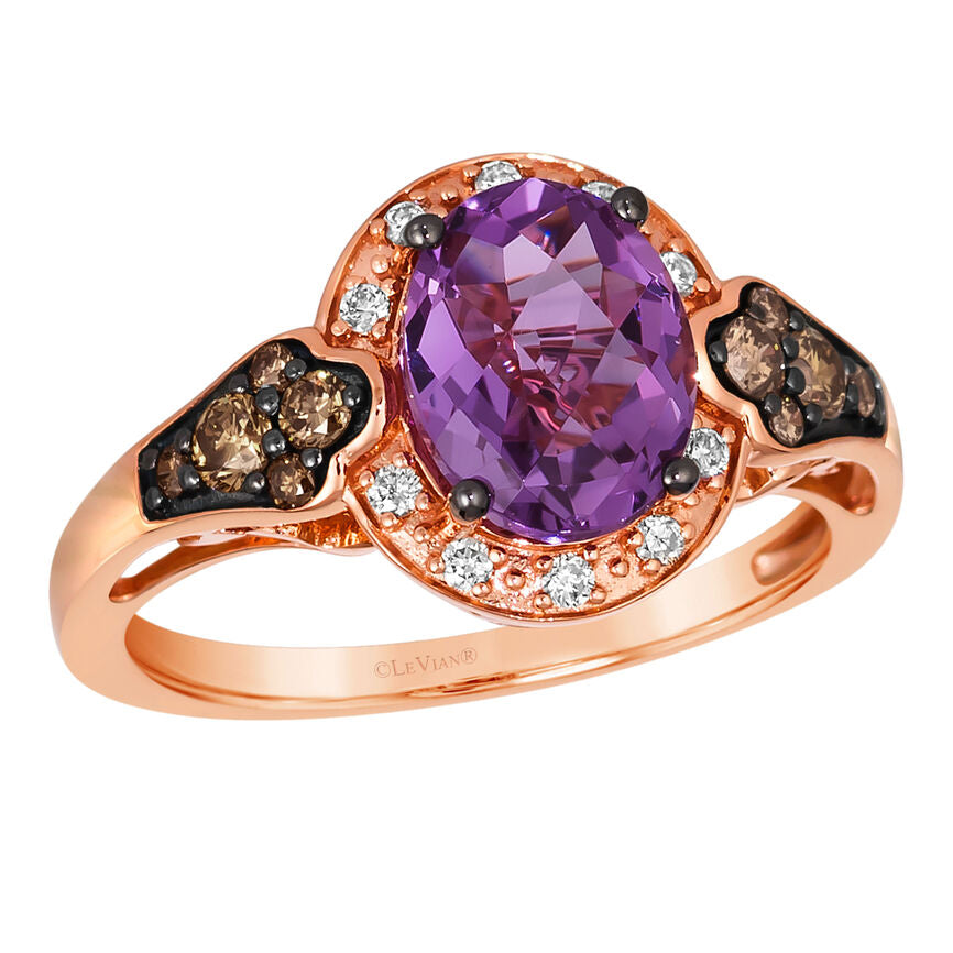 2 cts Purple Amethyst and Diamond Size Cocktail Ring in 14K Rose Gold by Le Vian - BirthStone.com