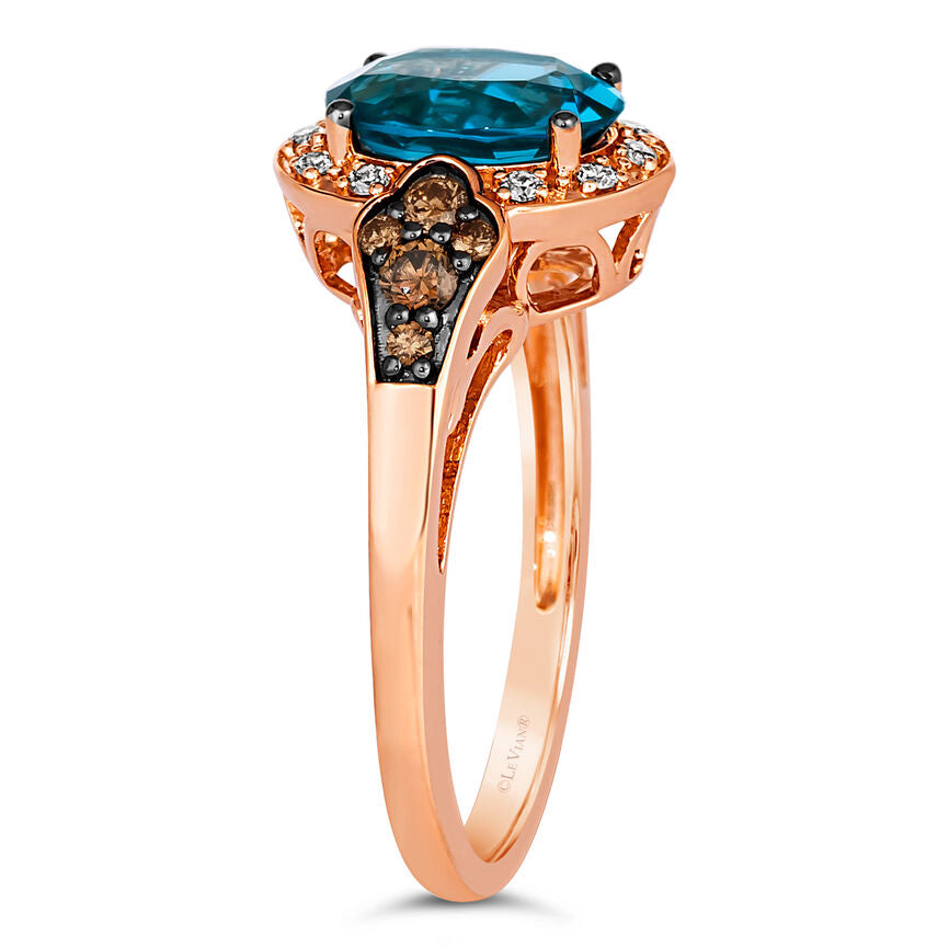 2 cts Blue London Blue Topaz and Diamond Size Cocktail Ring in 14K Rose Gold by Le Vian - BirthStone.com