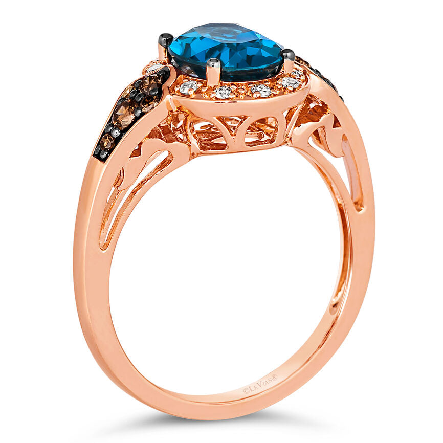 2 cts Blue London Blue Topaz and Diamond Size Cocktail Ring in 14K Rose Gold by Le Vian - BirthStone.com