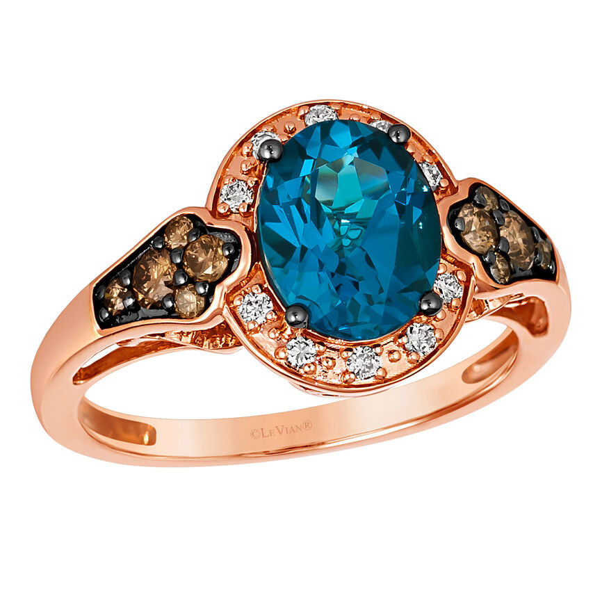 2 cts Blue London Blue Topaz and Diamond Size Cocktail Ring in 14K Rose Gold by Le Vian - BirthStone.com