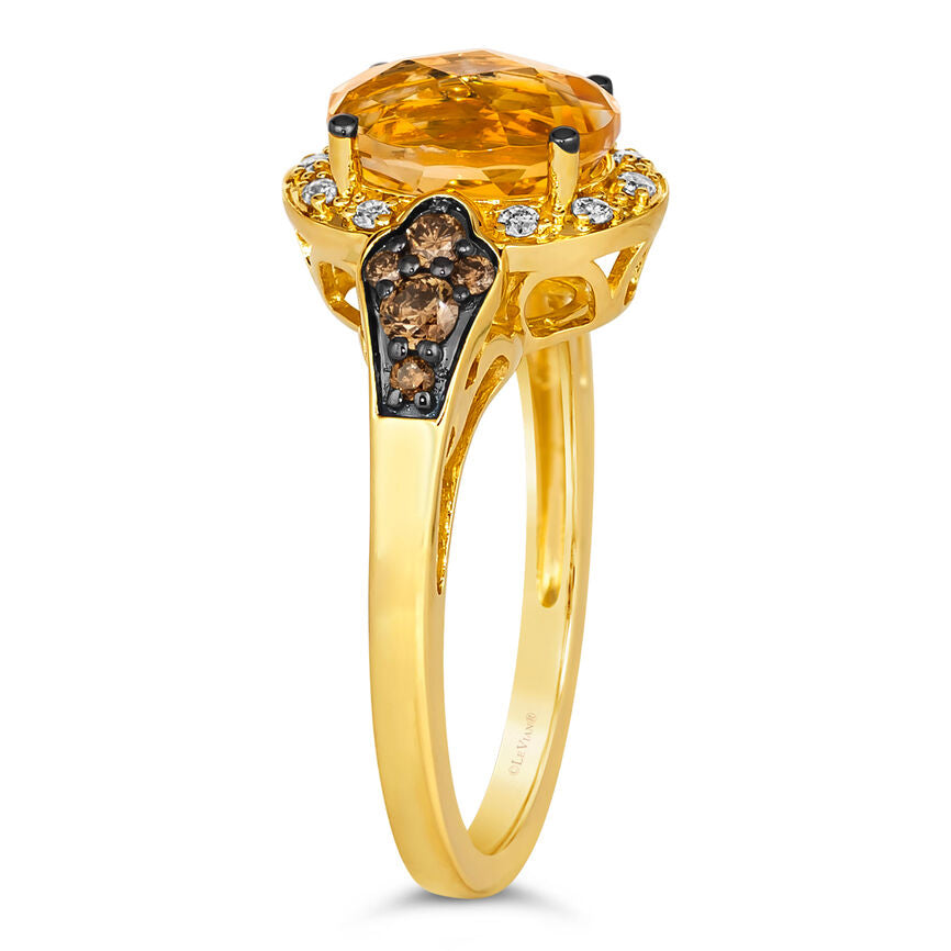 2 cts Orange Citrine and Diamond Size Cocktail Ring in 14K Yellow Gold by Le Vian - BirthStone.com