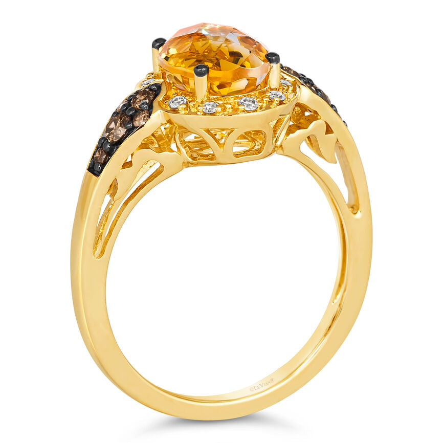 2 cts Orange Citrine and Diamond Size Cocktail Ring in 14K Yellow Gold by Le Vian - BirthStone.com