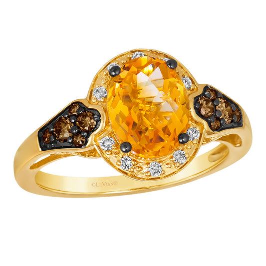 2 cts Orange Citrine and Diamond Size Cocktail Ring in 14K Yellow Gold by Le Vian - BirthStone.com