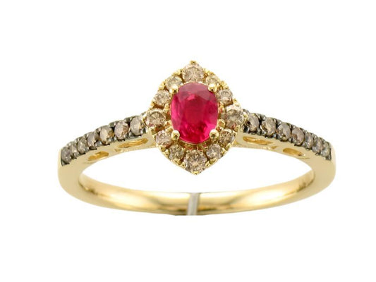 1/2 cts Red Ruby and Diamond Size Cocktail Ring in 14K Yellow Gold by Le Vian - BirthStone.com