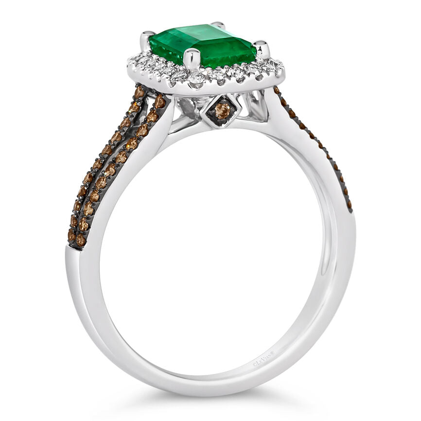 Le Vian Ring featuring Costa Smeralda Emeralds Chocolate Diamonds, Nude Diamonds set in 14K Vanilla Gold - BirthStone.com