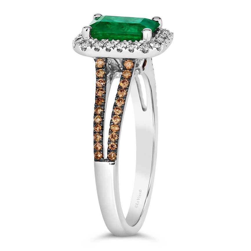 Le Vian Ring featuring Costa Smeralda Emeralds Chocolate Diamonds, Nude Diamonds set in 14K Vanilla Gold - BirthStone.com