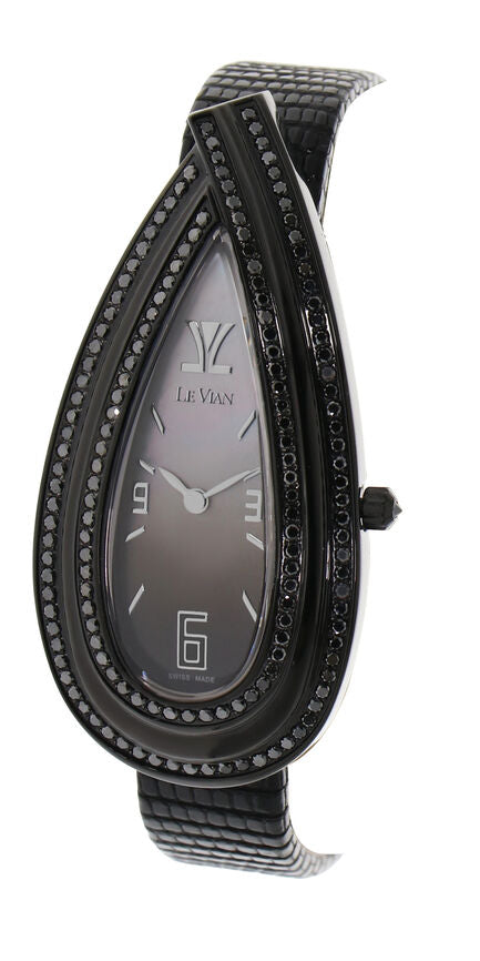 Le Vian watch with  Blackberry Diamonds in Stainless Steel with a Leather Band - BirthStone.com