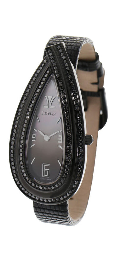 Le Vian watch with  Blackberry Diamonds in Stainless Steel with a Leather Band - BirthStone.com