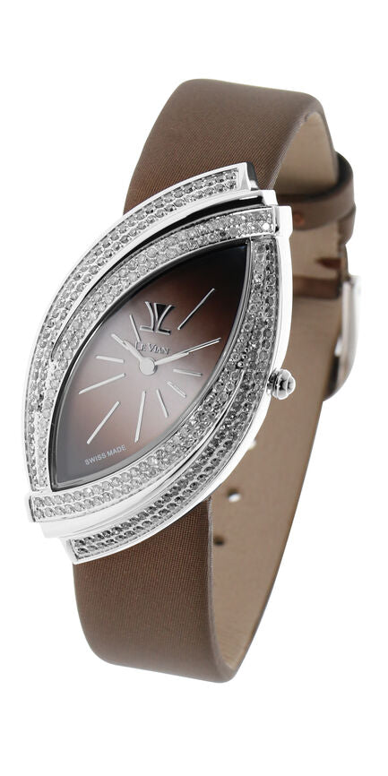 Le Vian watch featuring Chocolate Diamonds in Stainless Steel with a Satin Strap - BirthStone.com