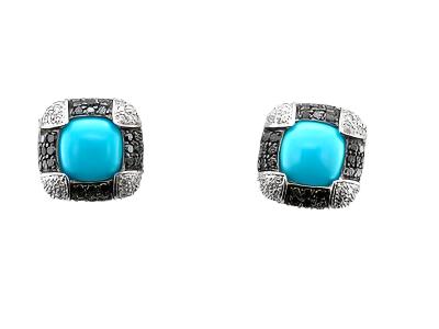 Le Vian Earrings featuring Robins Egg Blue Turquoise Blackberry Diamonds , Vanilla Diamonds set in 14K Vanilla Gold - BirthStone.com