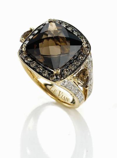 Le Vian Chocolatier Ring featuring Chocolate Quartz Chocolate Diamonds , Vanilla Diamonds set in 14K Honey Gold - BirthStone.com