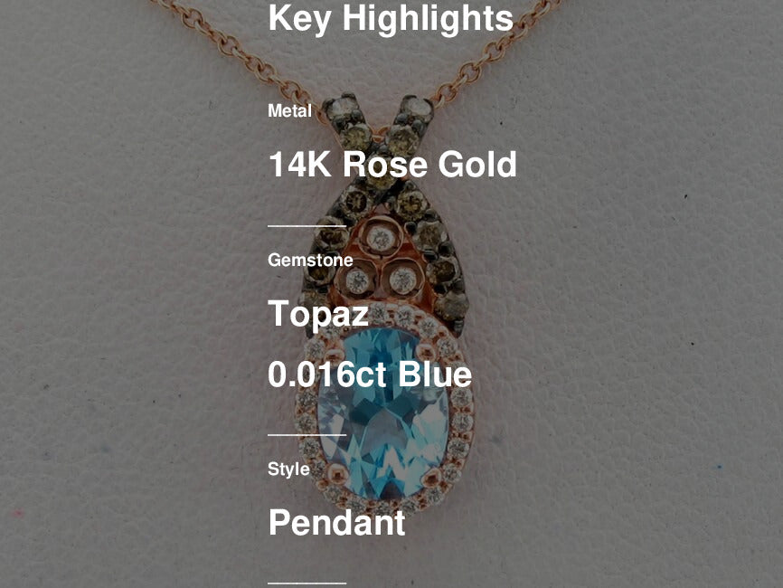 Le Vian Grand Sample Sale Pendant featuring Ocean Blue Topaz Chocolate Diamonds , Vanilla Diamonds set in 14K Strawberry Gold