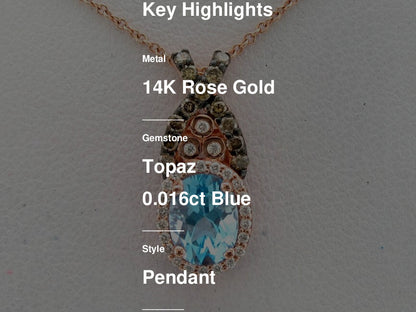 Le Vian Grand Sample Sale Pendant featuring Ocean Blue Topaz Chocolate Diamonds , Vanilla Diamonds set in 14K Strawberry Gold