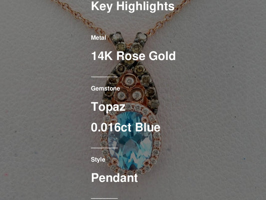 Le Vian Grand Sample Sale Pendant featuring Ocean Blue Topaz Chocolate Diamonds , Vanilla Diamonds set in 14K Strawberry Gold