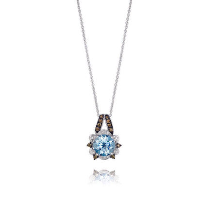 Le Vian Grand Sample Sale Pendant featuring Sea Blue Aquamarine Chocolate Diamonds , Vanilla Diamonds set in 14K Vanilla Gold - BirthStone.com