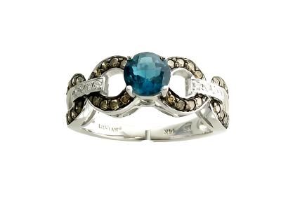 Le Vian Chocolatier Ring featuring Blue Topaz Chocolate Diamonds , Vanilla Diamonds set in 14K Vanilla Gold - BirthStone.com