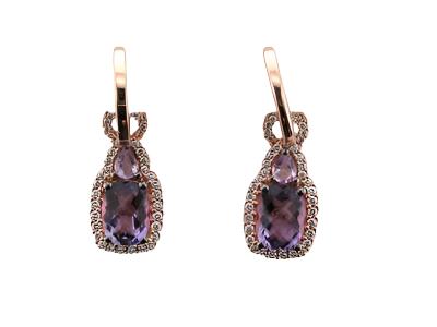 Le Vian Earrings featuring Cotton Candy Amethyst Vanilla Diamonds set in 14K Strawberry Gold - BirthStone.com