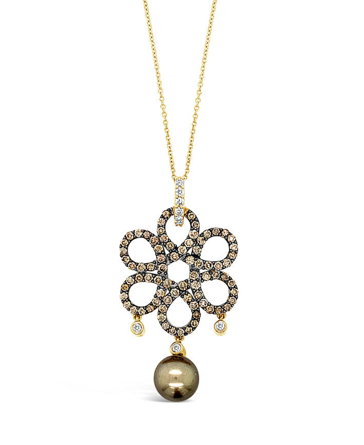 Le Vian Grand Sample Sale Pendant featuring Chocolate Pearls Vanilla Diamonds , Chocolate Diamonds set in 14K Honey Gold - BirthStone.com