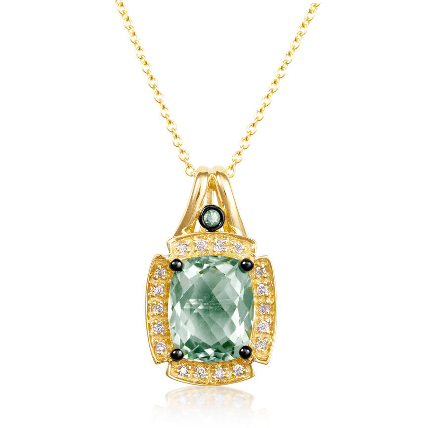 Le Vian Grand Sample Sale Pendant featuring Mint Julep Quartz, Green Sapphire Vanilla Diamonds set in 14K Green Gold - BirthStone.com