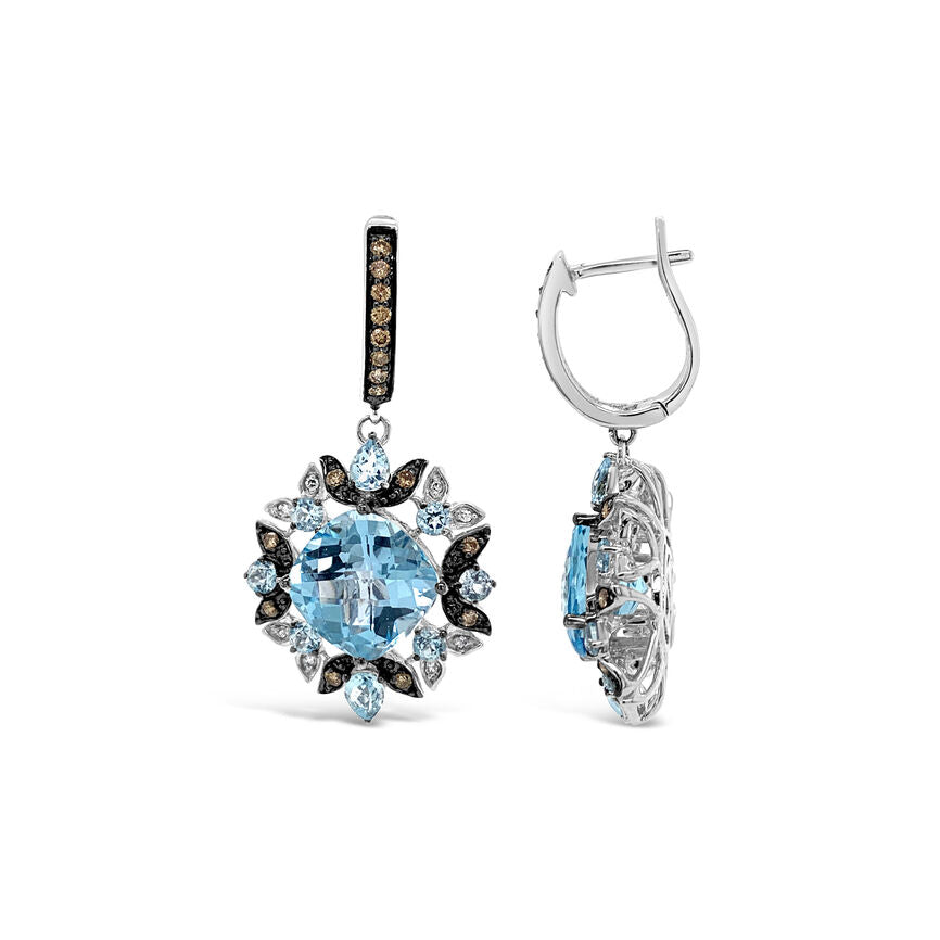 Le Vian Earrings featuring Blue Topaz Chocolate Diamonds , Vanilla Diamonds set in 14K Vanilla Gold - BirthStone.com