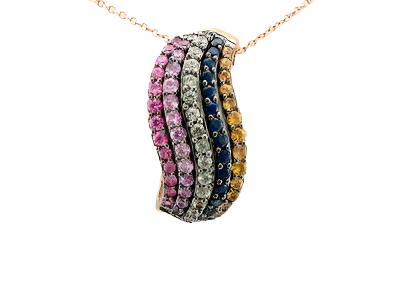 Le Vian Pendant featuring Purple Sapphire, Blueberry Sapphire, Bubble Gum Pink Sapphire, Green Sapphire, Yellow Sapphire set in 14K Strawberry Gold - BirthStone.com