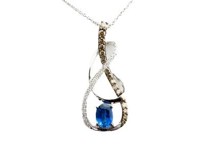 Le Vian Grand Sample Sale Pendant featuring Cornflower Sapphire Chocolate Diamonds , Vanilla Diamonds set in 14K Vanilla Gold - BirthStone.com