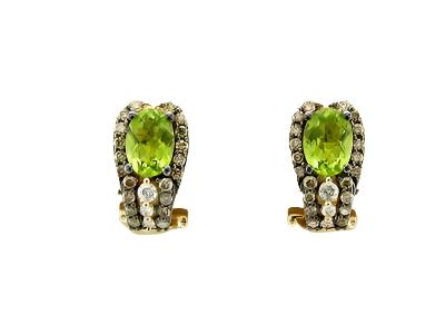 Le Vian Grand Sample Sale Earrings featuring Green Apple Peridot Vanilla Diamonds , Chocolate Diamonds set in 14K Honey Gold - BirthStone.com