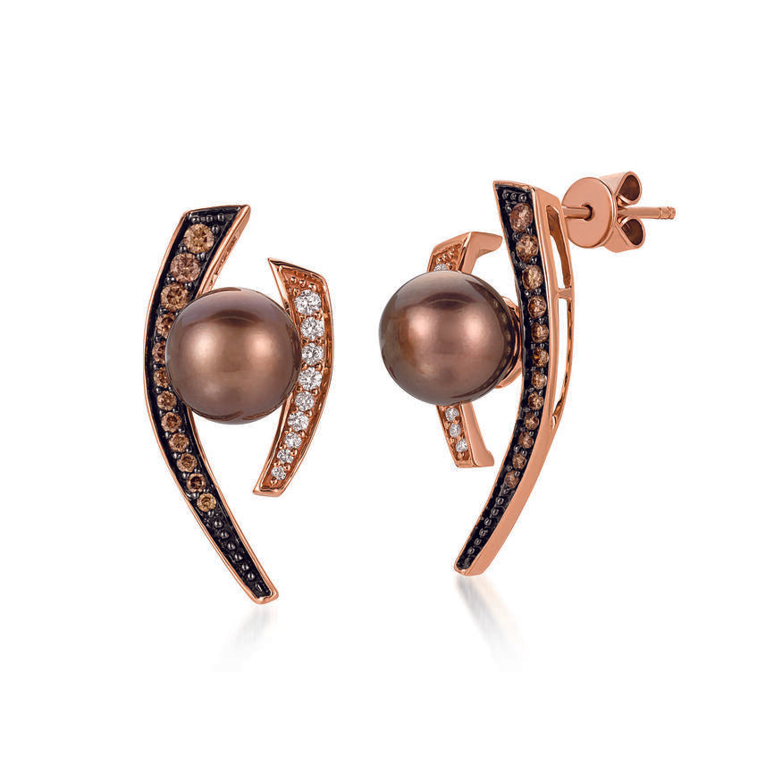 Le Vian Grand Sample Sale Earrings featuring Chocolate Pearls Chocolate Diamonds , Vanilla Diamonds set in 14K Strawberry Gold - BirthStone.com