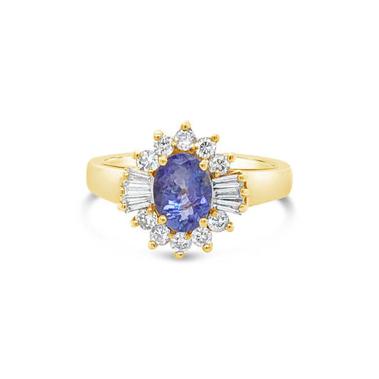 Le Vian Grand Sample Sale Ring featuring Blueberry Tanzanite, Vanilla Diamonds set in 18K Yellow Gold - BirthStone.com