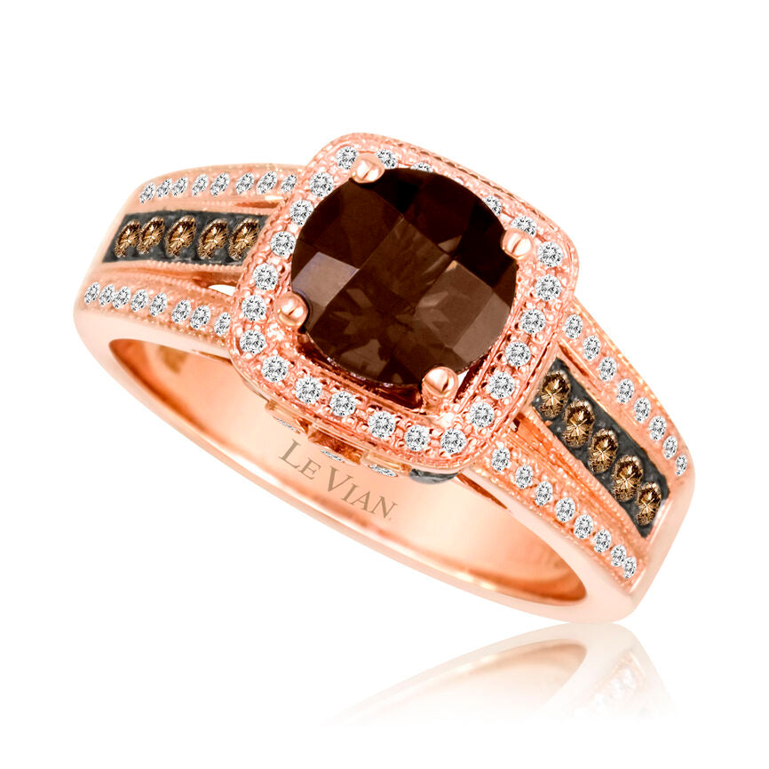 Le Vian Grand Sample Sale Ring featuring Chocolate Quartz Chocolate Diamonds, Vanilla Diamonds set in 14K Rose Gold - BirthStone.com