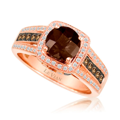 Le Vian Grand Sample Sale Ring featuring Chocolate Quartz Chocolate Diamonds, Vanilla Diamonds set in 14K Rose Gold - BirthStone.com