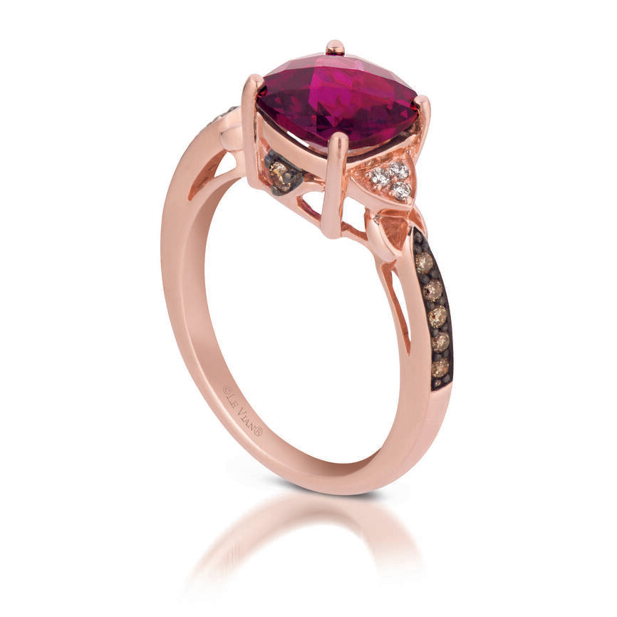 Le Vian Grand Sample Sale Ring featuring Raspberry Rhodolite Chocolate Diamonds, Vanilla Diamonds set in 14K Rose Gold - BirthStone.com