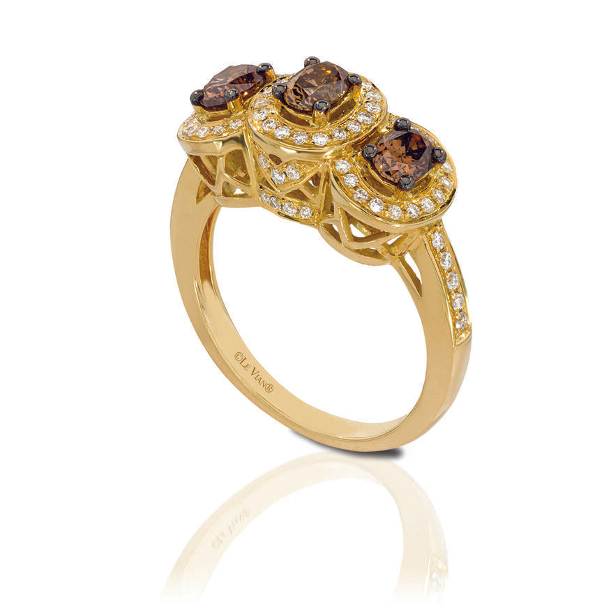 Le Vian Chocolatier Ring featuring Chocolate Diamonds, Vanilla Diamonds set in 14K Yellow Gold - BirthStone.com