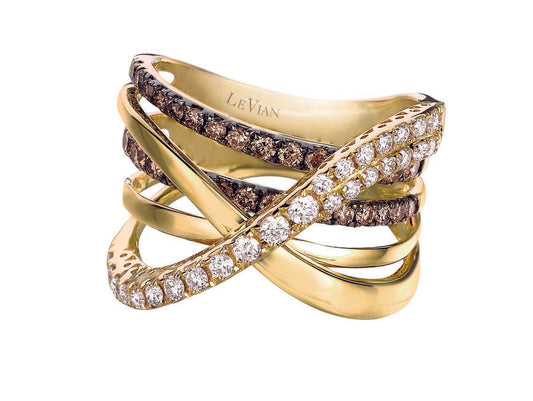 Le Vian Grand Sample Sale Ring featuring Vanilla Diamonds, Chocolate Diamonds set in 14K Yellow Gold - BirthStone.com