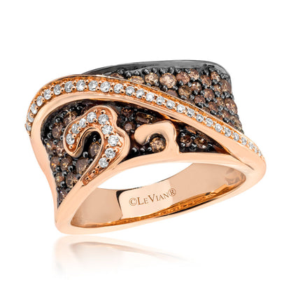 Le Vian Chocolatier Ring featuring Chocolate Diamonds, Vanilla Diamonds set in 14K Rose Gold - BirthStone.com