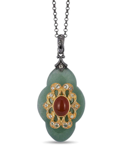 Le Vian Grand Sample Sale Pendant featuring Lemon Quartz, Aventurine, Carnelian set in Sterling Silver - BirthStone.com