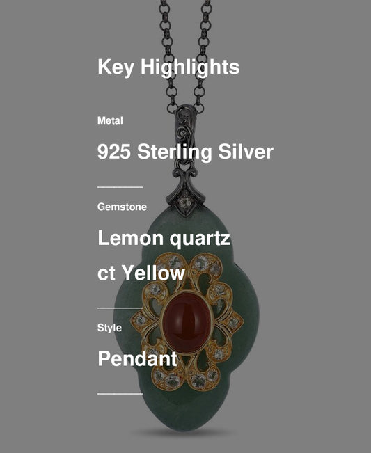 Le Vian Grand Sample Sale Pendant featuring Lemon Quartz, Aventurine, Carnelian set in Sterling Silver